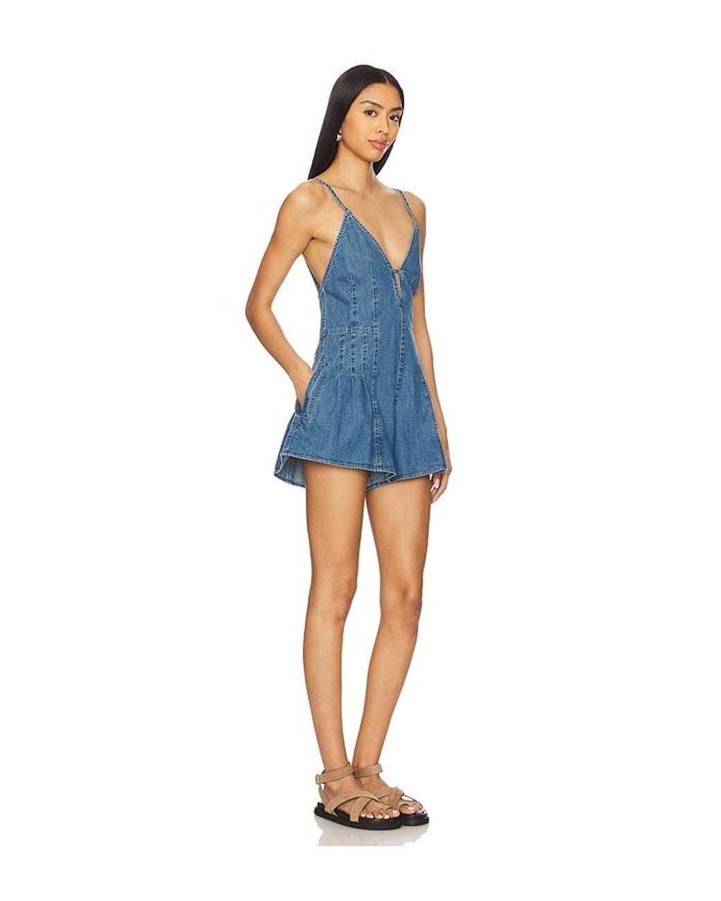 Free People Blue X We The Free Nostalgia Ultra Shortall