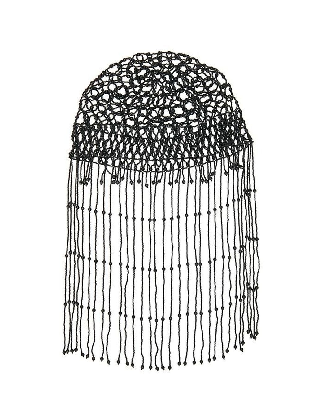 Lovers + Friends Black Liza Beaded Hat