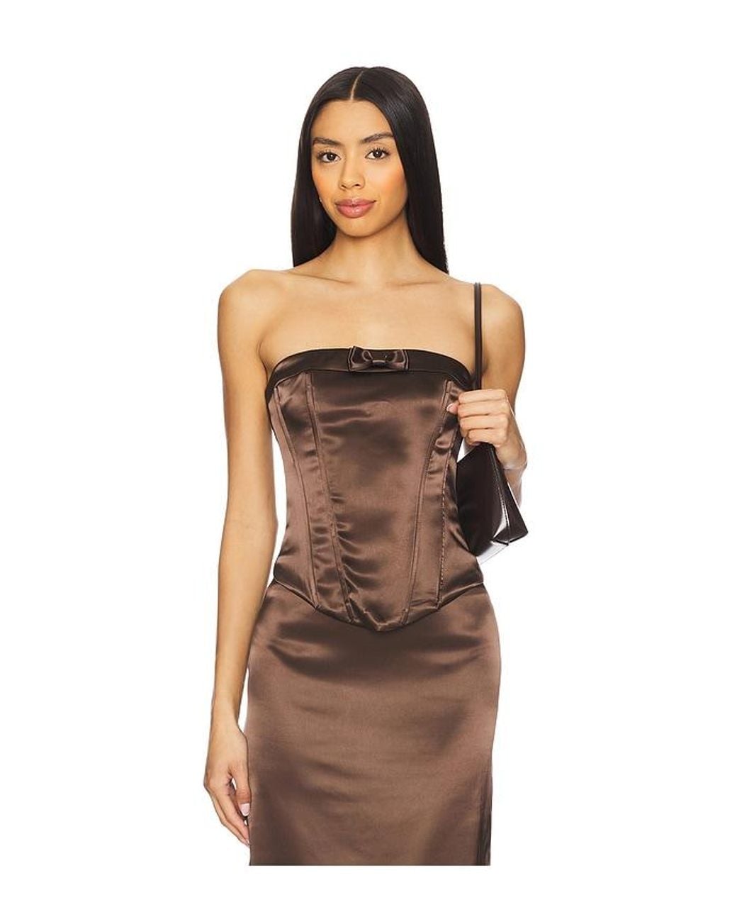 MORE TO COME Brown Elenor Strapless Top
