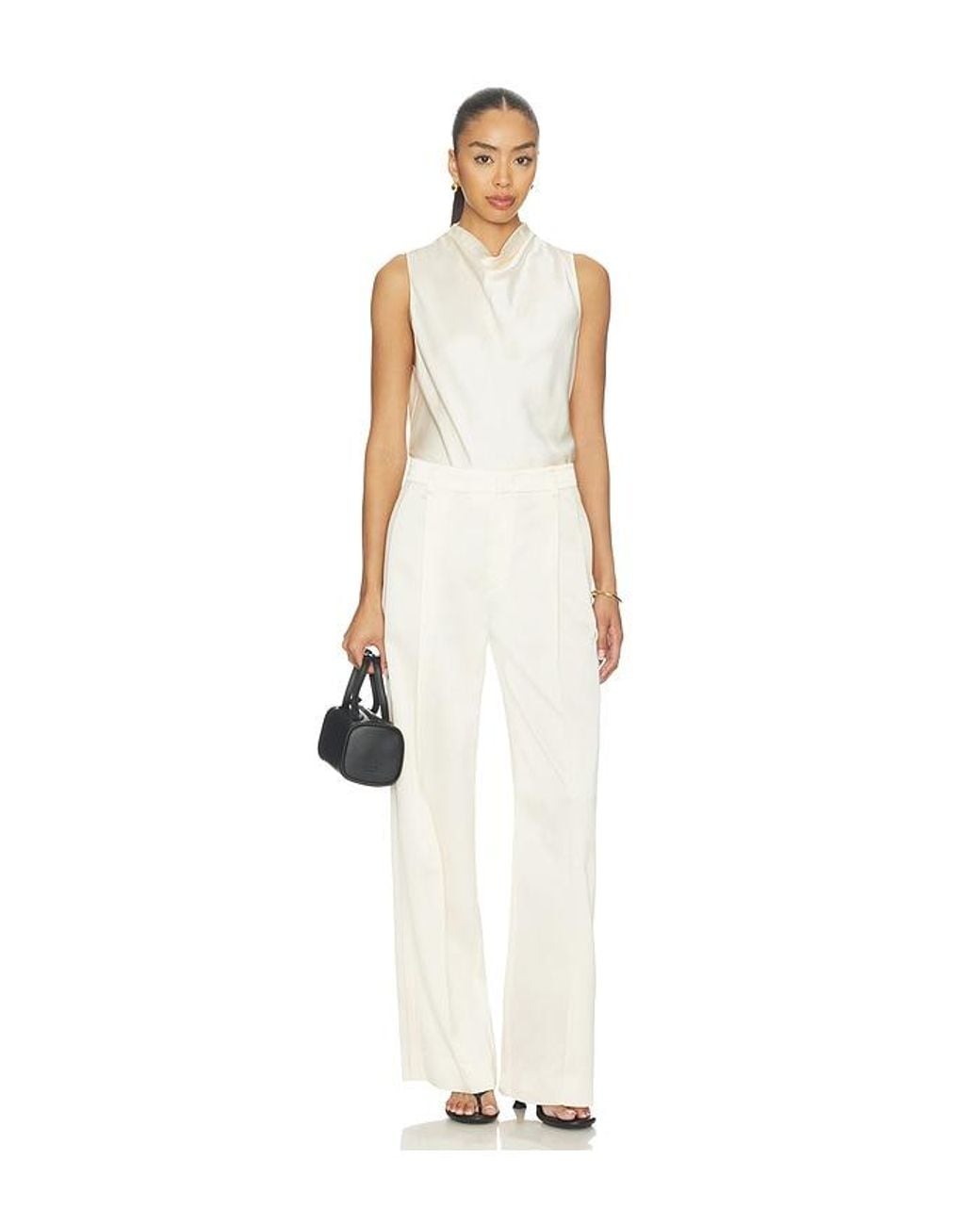 Vince White High Waist Satin Trouser