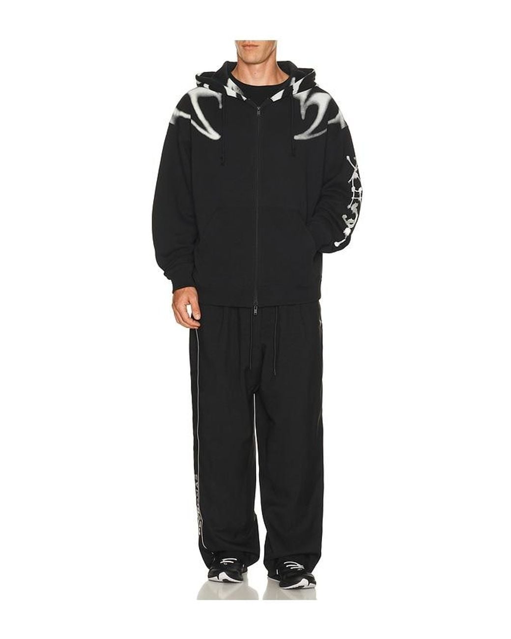 Y-3 Black Gfx Ft Zip Hoodie for men
