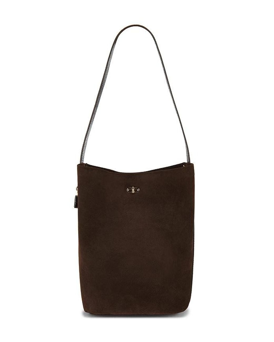 Tory Burch White Lock Suede Slim Bucket Bag