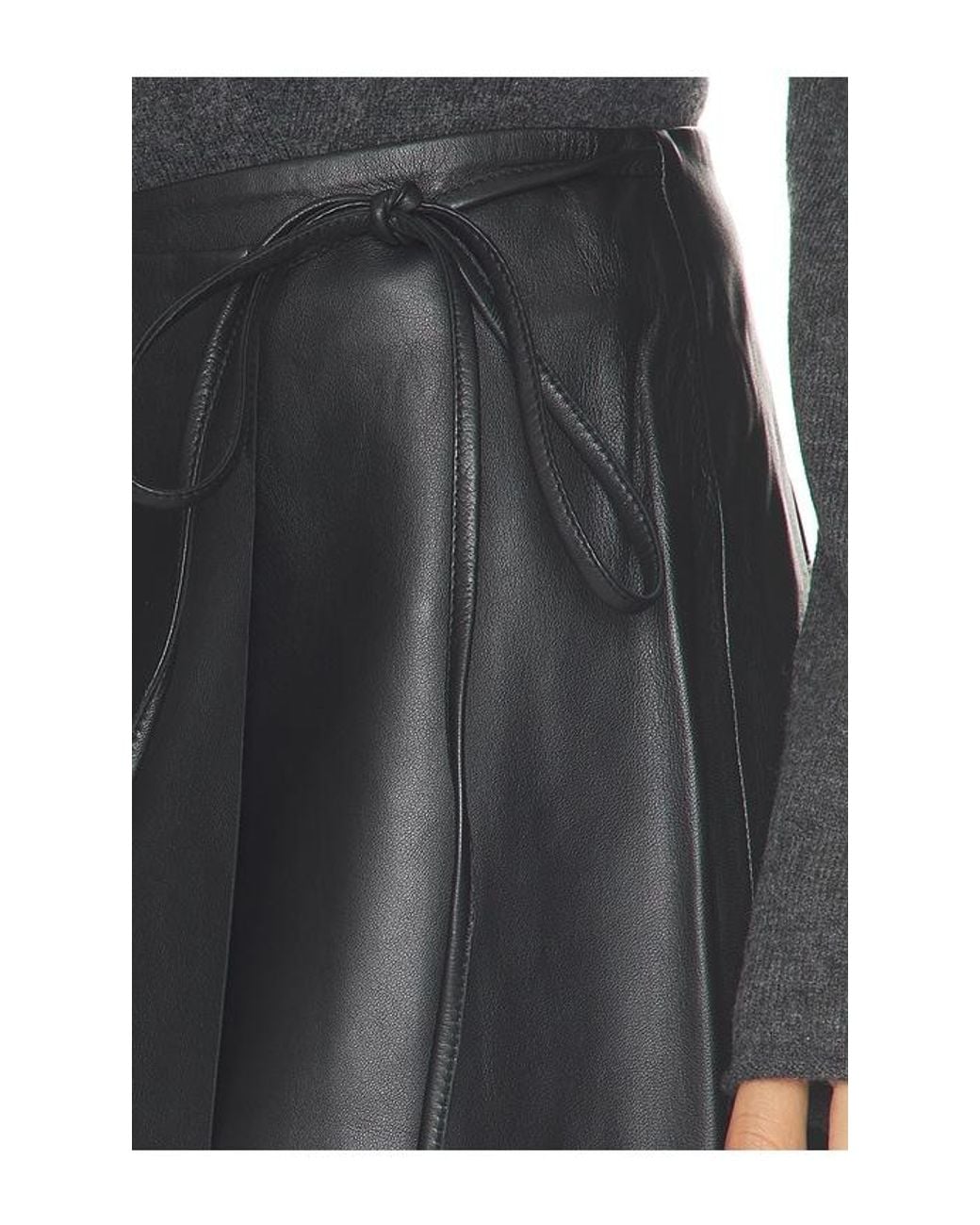 St. Agni Black Leather Everyday Wrap Skirt