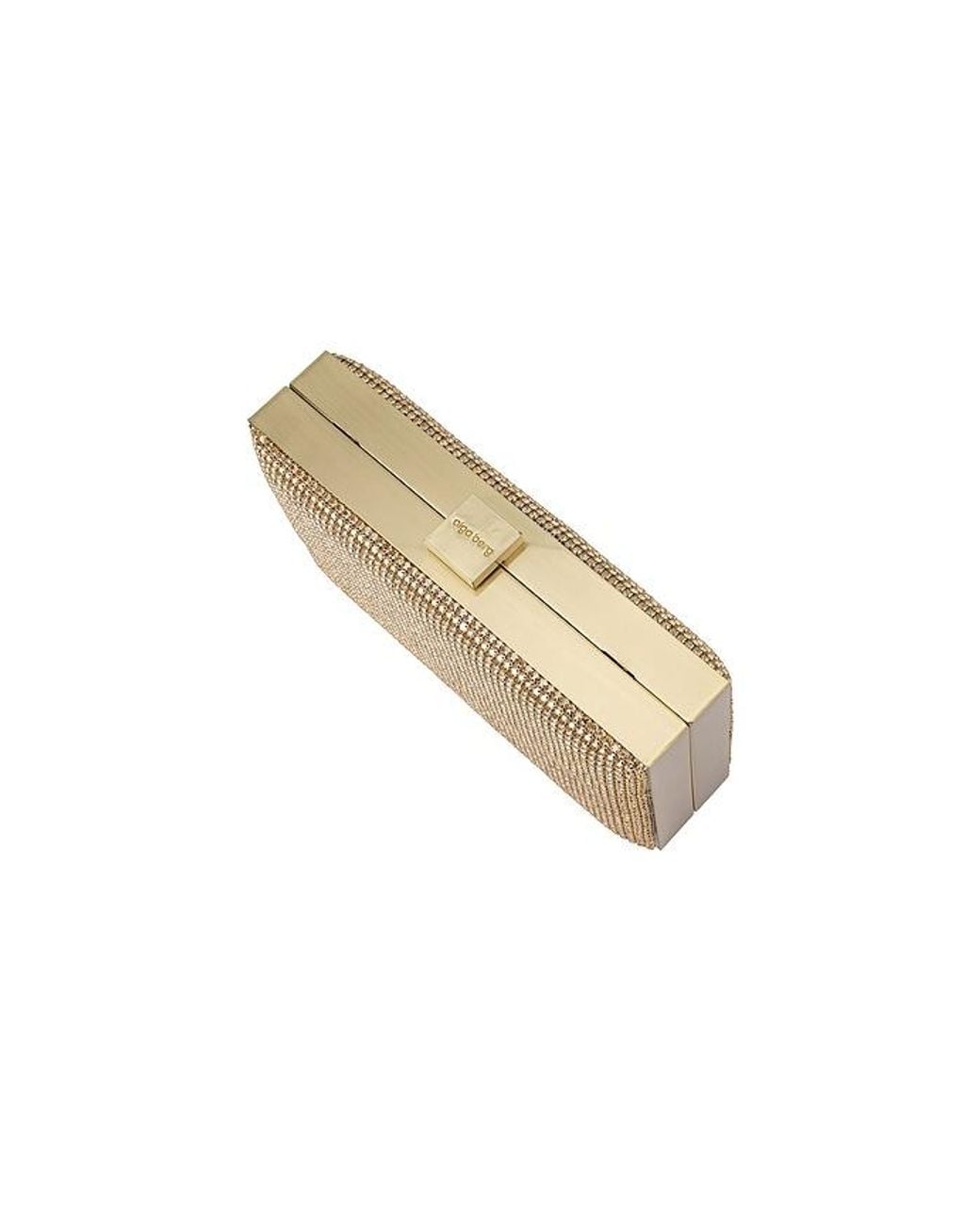 Olga Berg Natural Stef Crystal Box Clutch