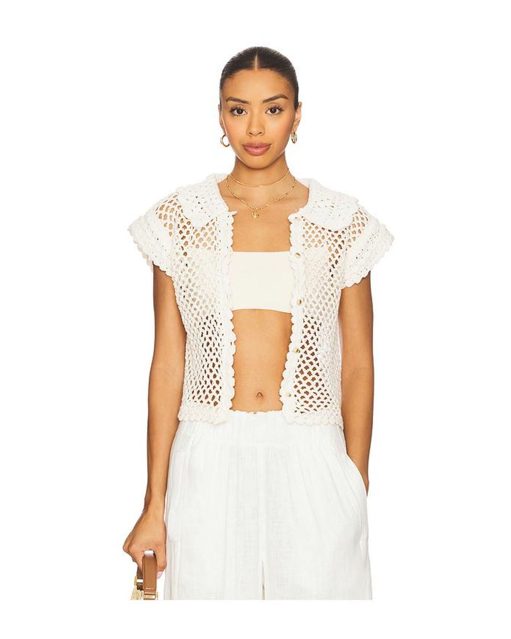 Free People White Lily Crochet Top