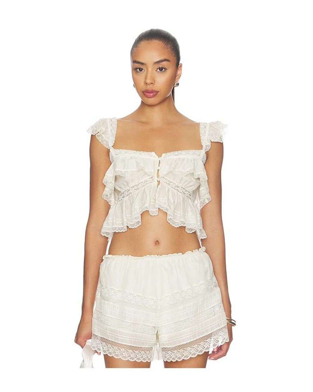 LoveShackFancy White Linata Top