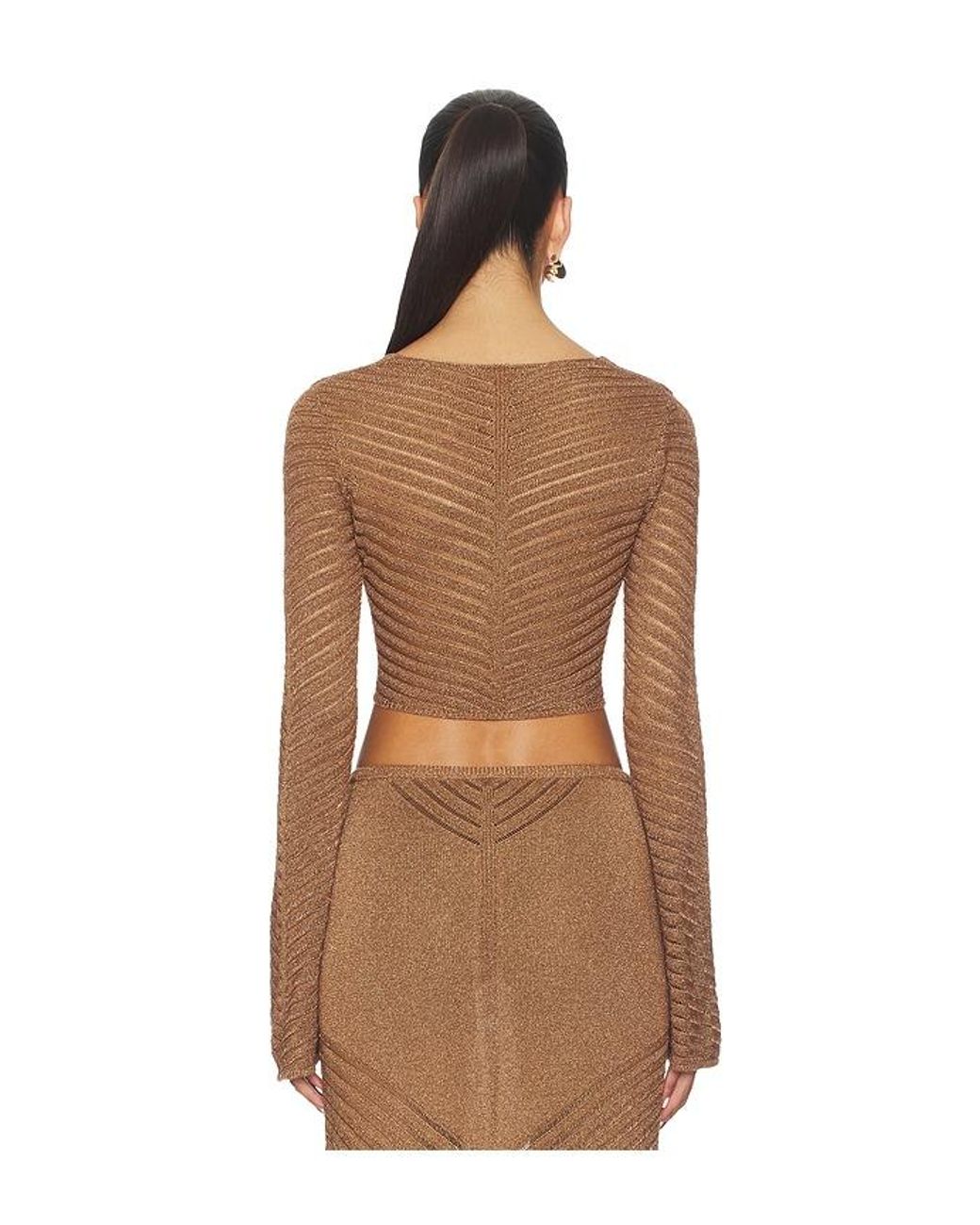 Devon Windsor Brown Raya Metallic Top