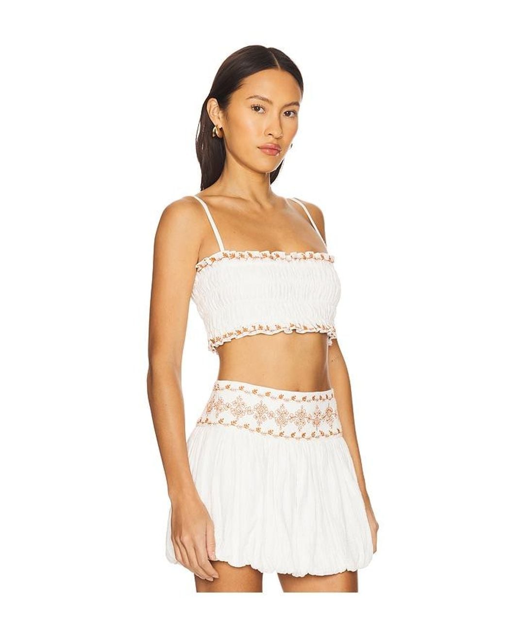 Rococo Sand White Smocking Bandeau Top