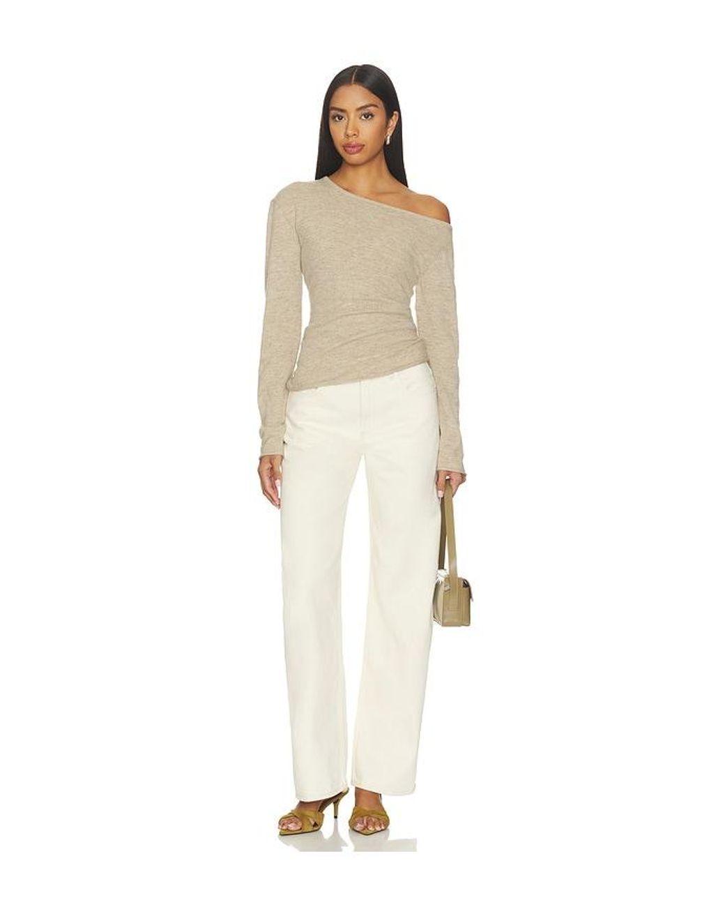 Helmut Lang Natural Draped Asym Top