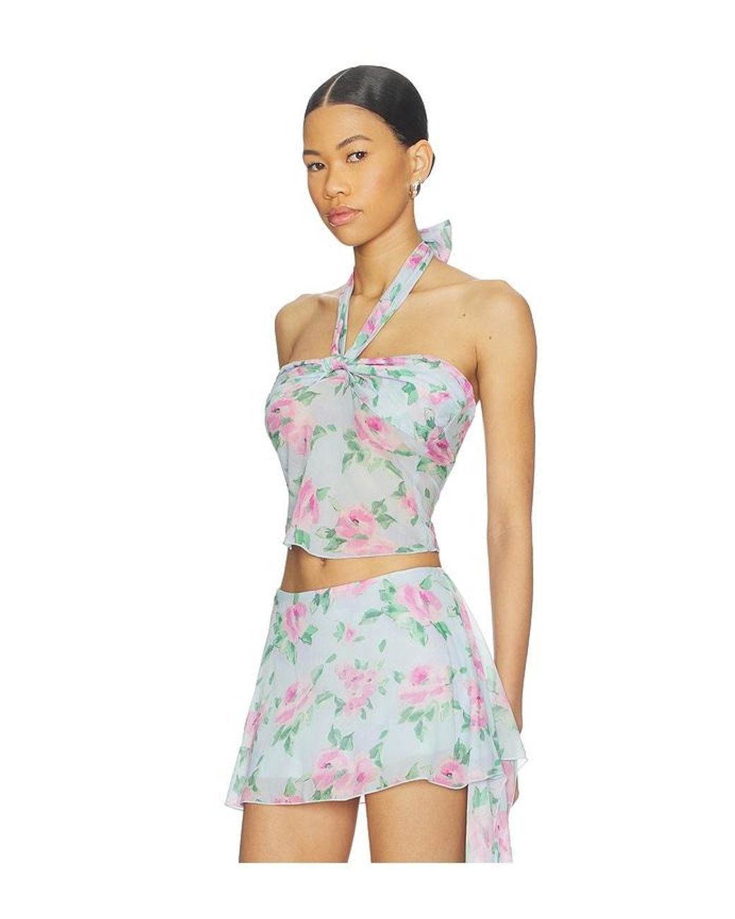 Frankie's Bikinis White Maribel Chiffon Halter Top
