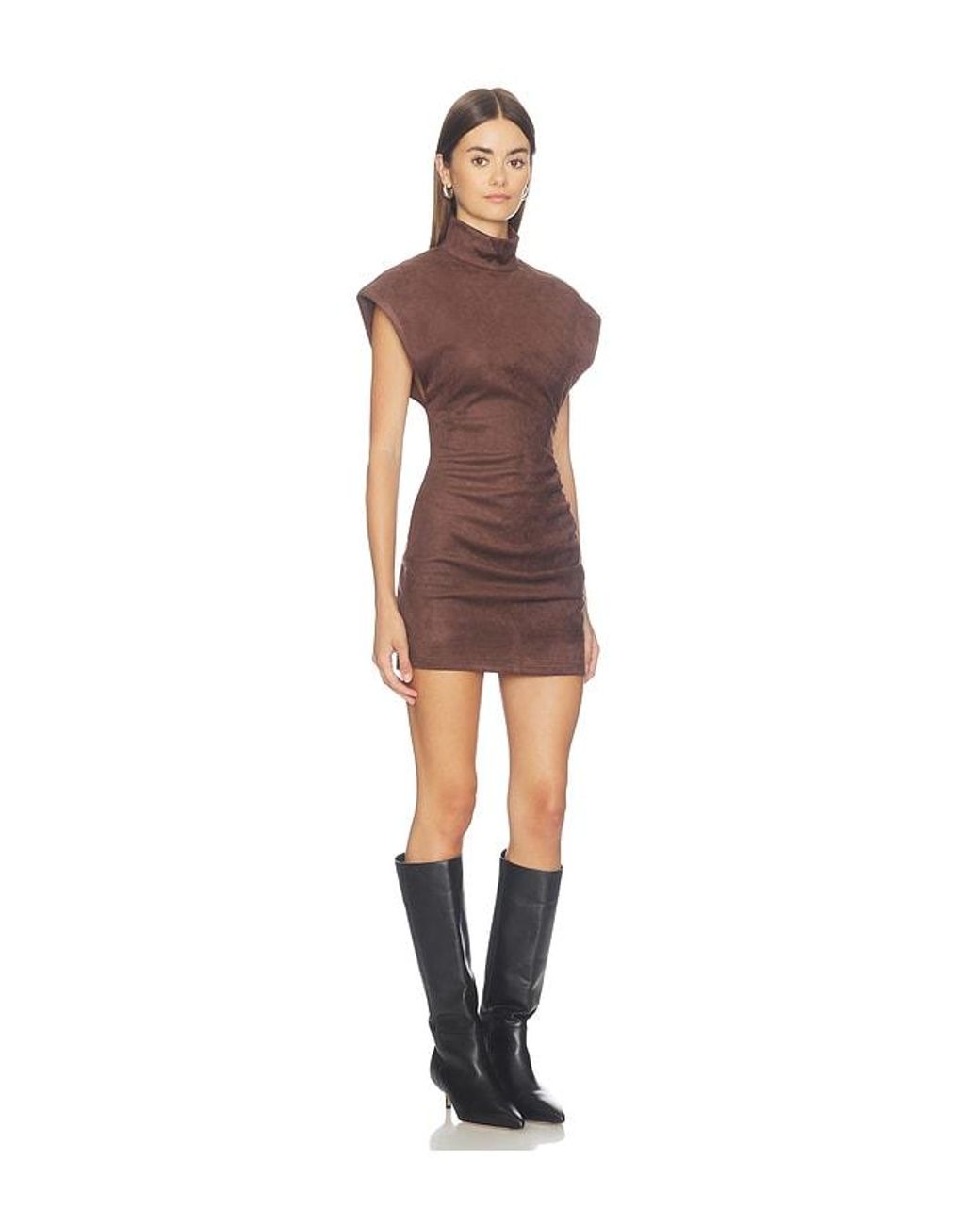ALL THE WAYS Brown X Hannah Lizzy Hanna Faux Suede Mini Dress