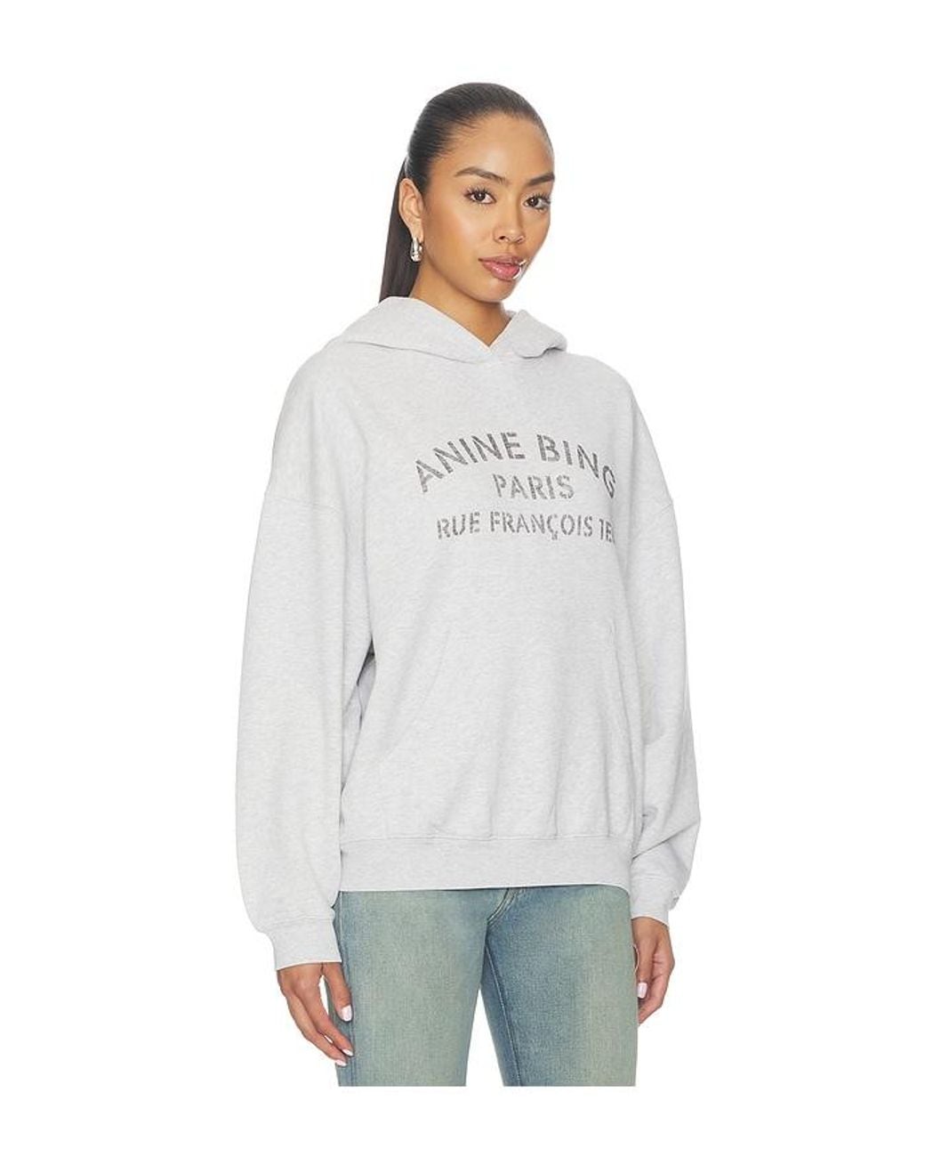Anine Bing White Harvey Sweatshirt Paris Stencil