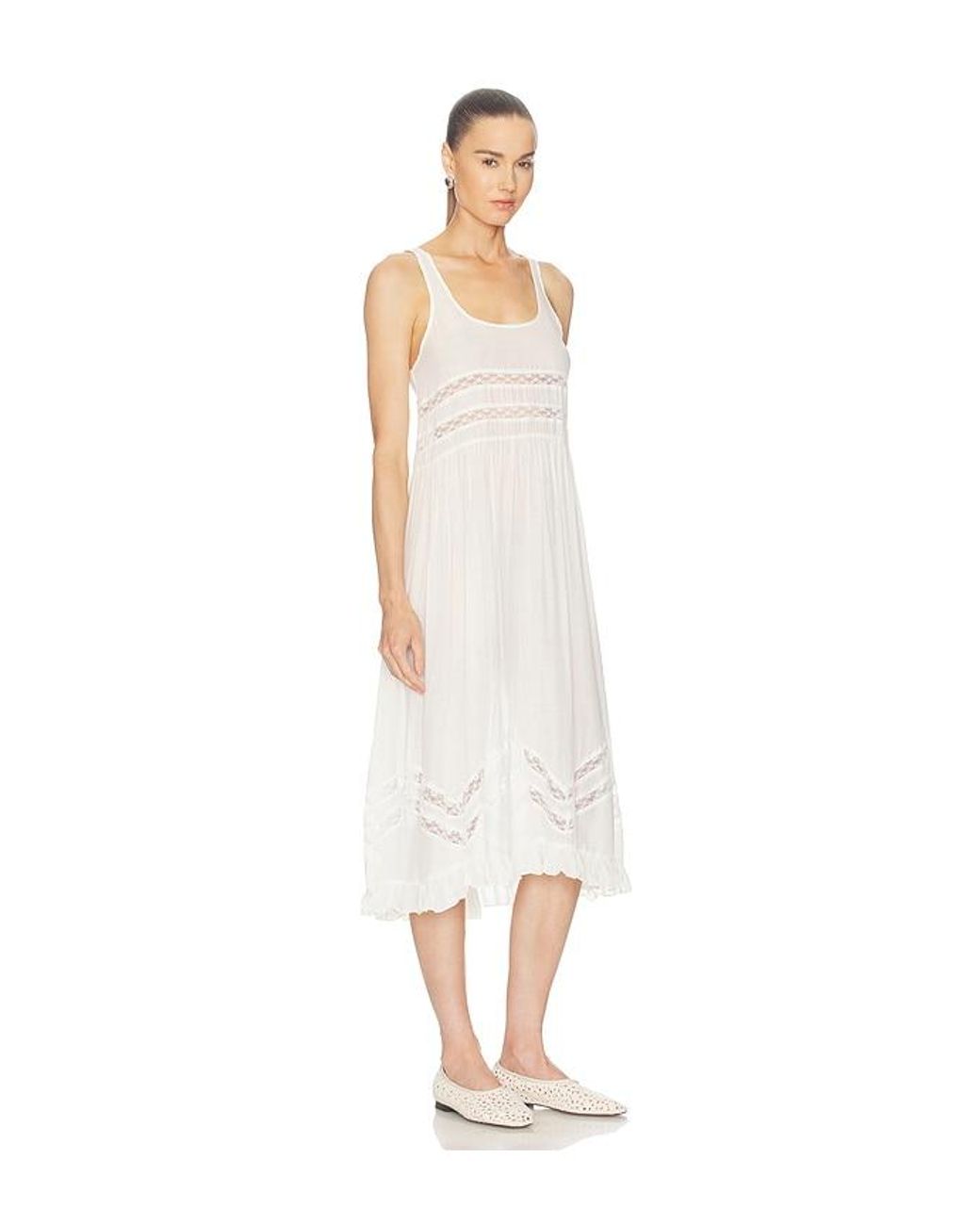 Free People White X Intimately Voile And Lace Midi Dress