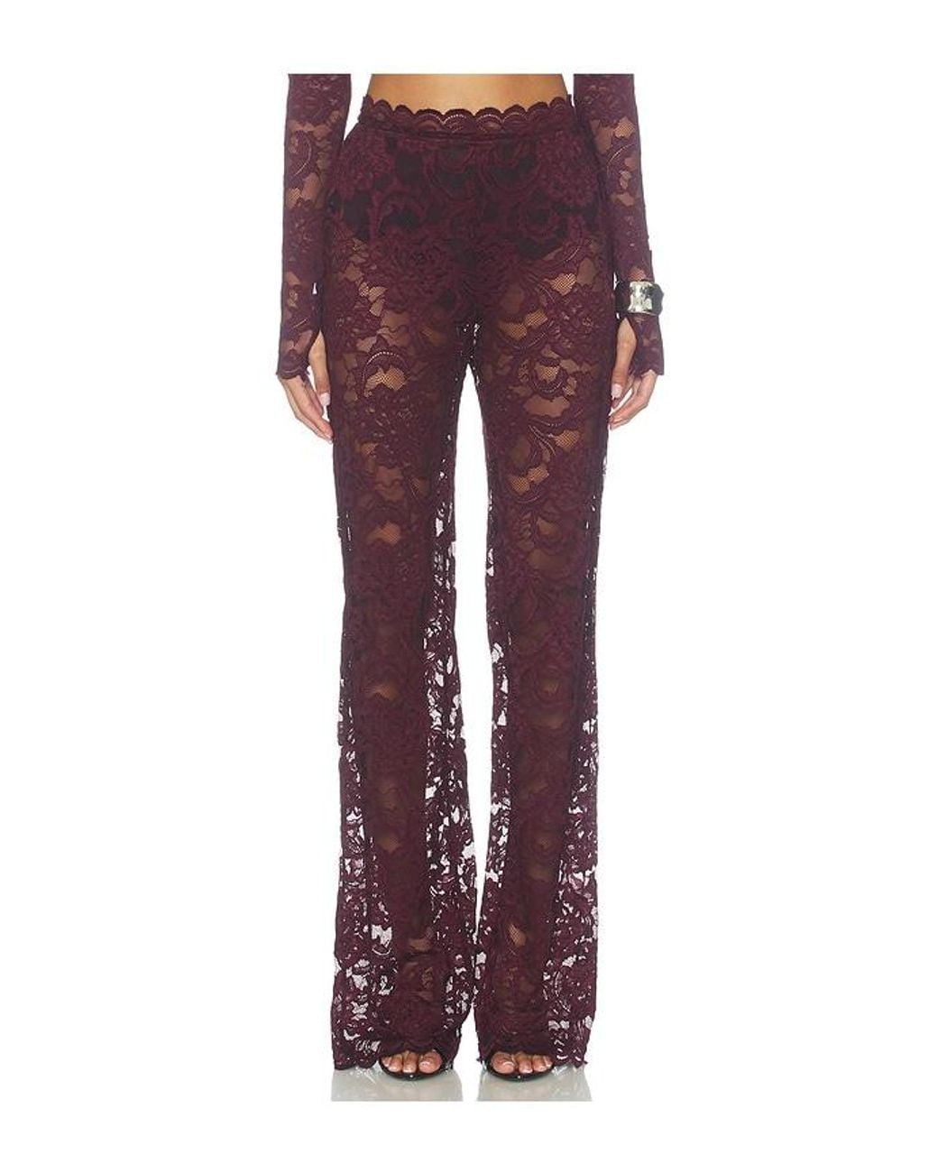 Nookie Red Delphine Lace Pants