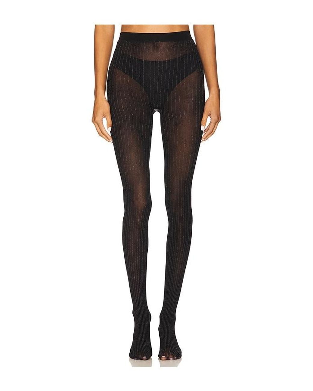 Stems Black Metallic Striped Tights