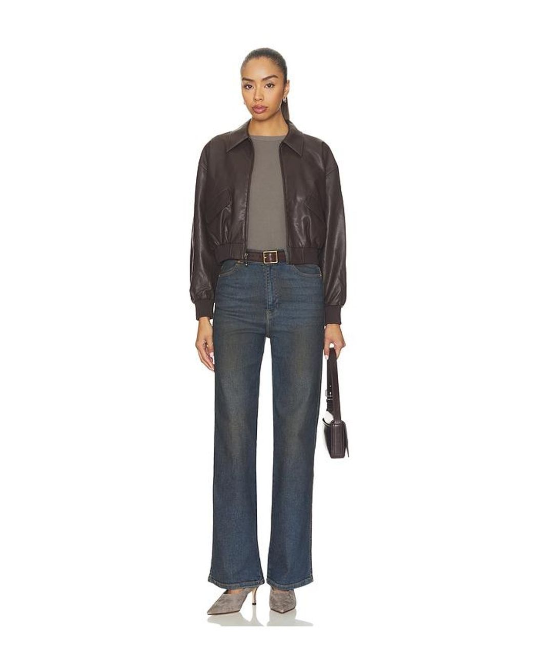 GOOD AMERICAN Black The Better Than Leather Cropped Jacket