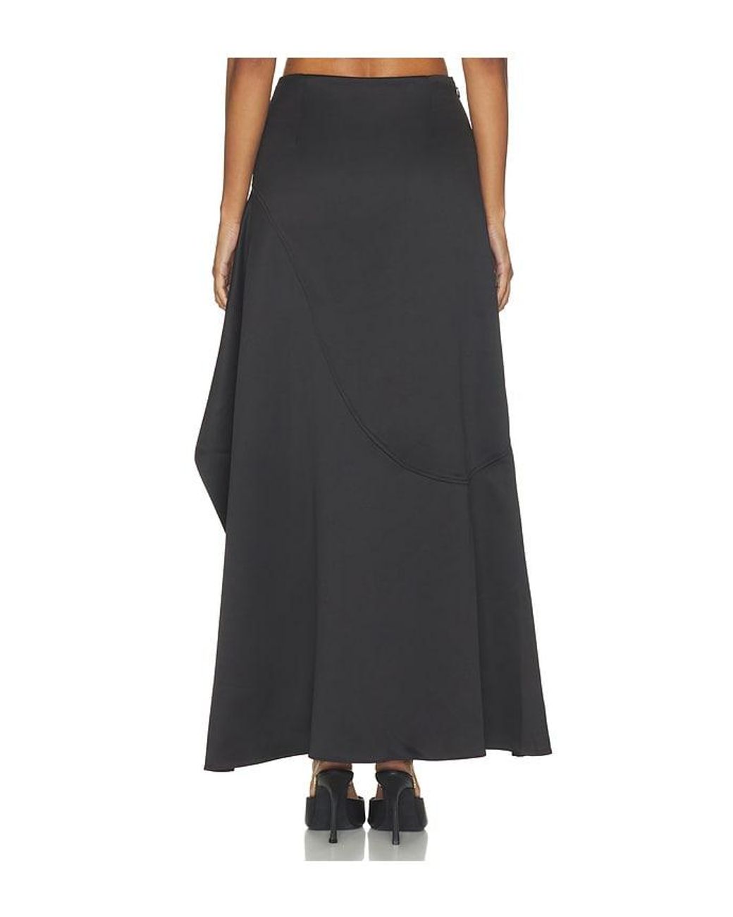 AKNVAS Black Alana Draped Satin Skirt