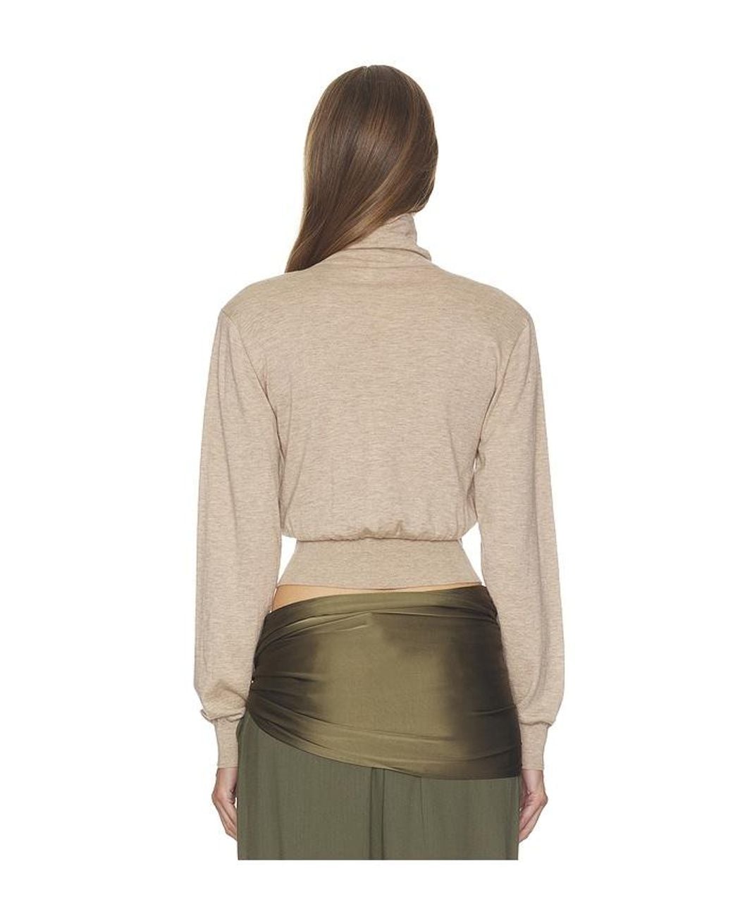 Helsa Natural Thelka Shoulder Pad Knit Mockneck