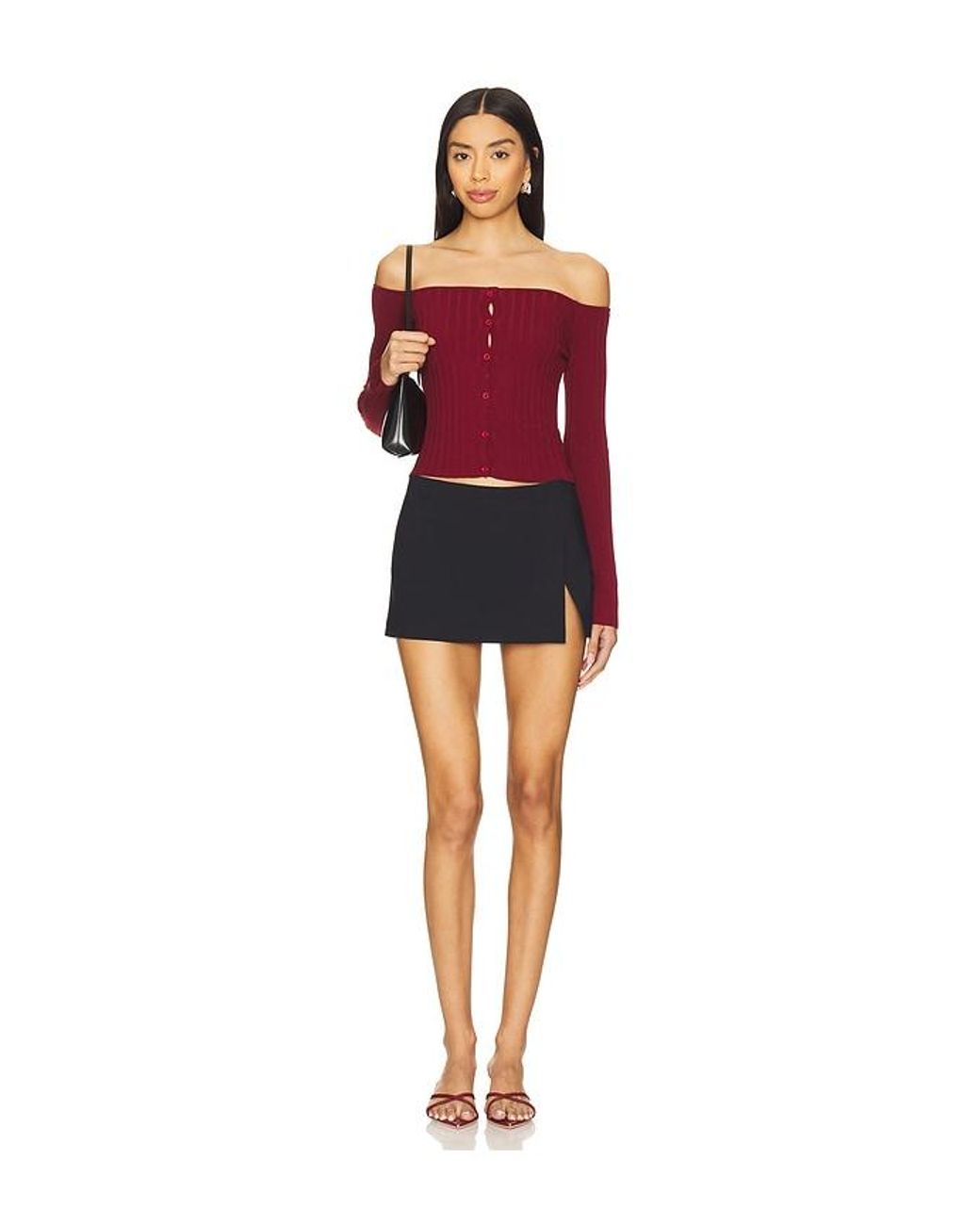 Calypso Top En Color Burgundy Talla (También En M) superdown de color Red