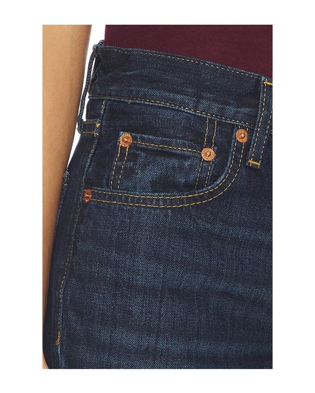 Re/done Blue Twisted Mid Rise Bootcut Jeans