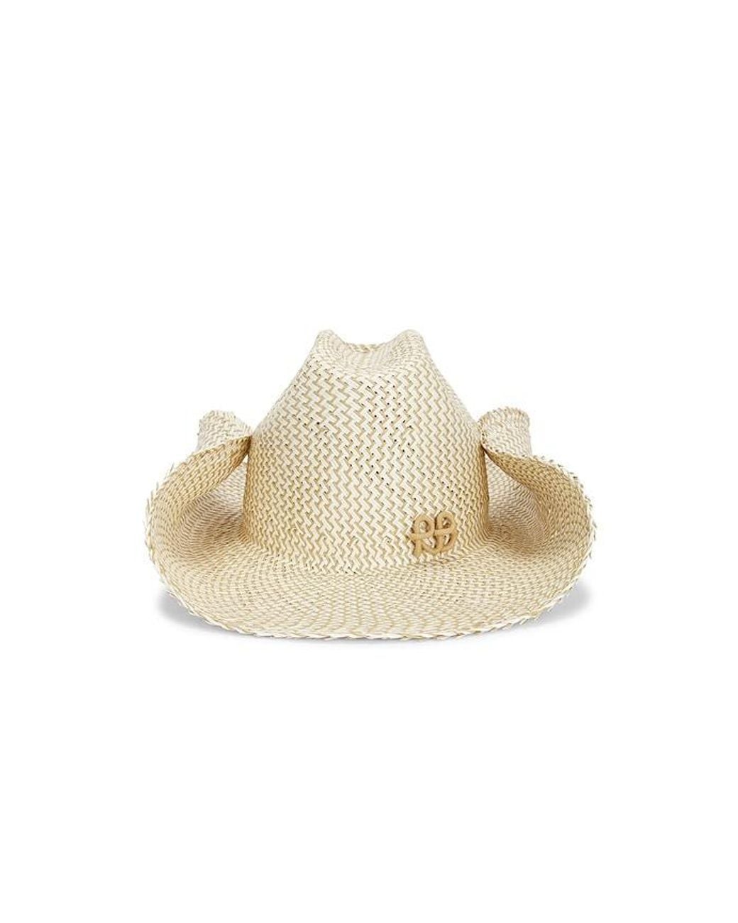 Ruslan Baginskiy Natural Monogram-Embellished Straw Cowboy Hat