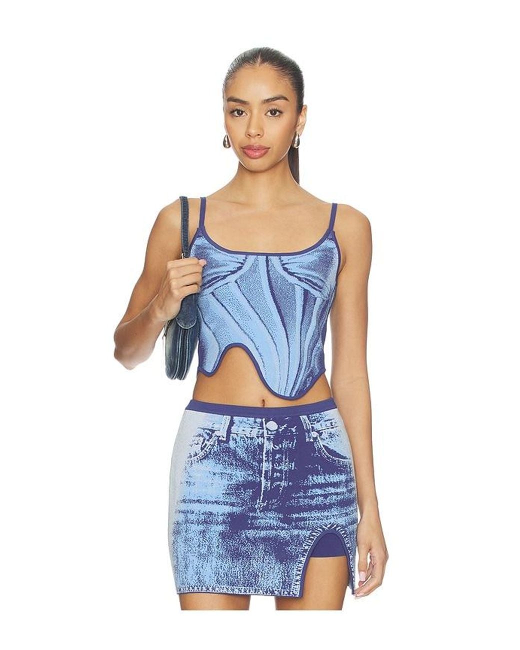 Ph5 Blue Mila Denim Print Tank Top