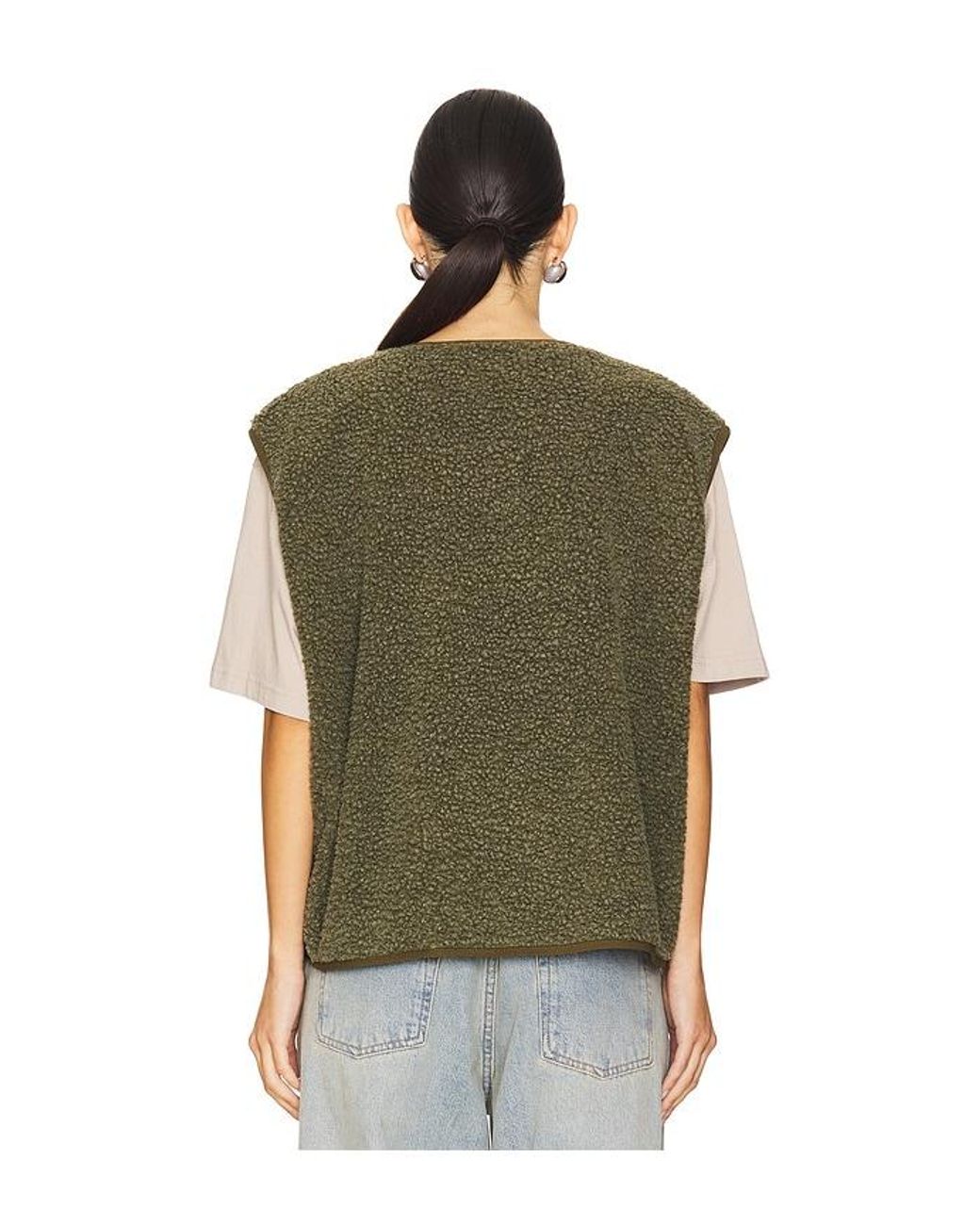 American Vintage Green Hok Town Sherpa Vest