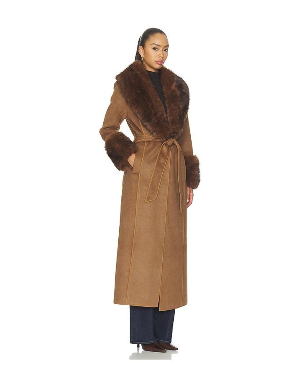 Elliatt Brown Veldra Fur Panel Coat