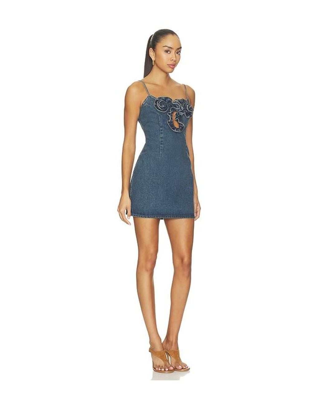Magda Butrym Blue Floral Embellished Mini Dress