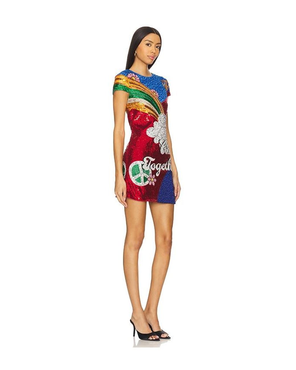 Alice + Olivia Clyde Shift Dress in Red | Lyst