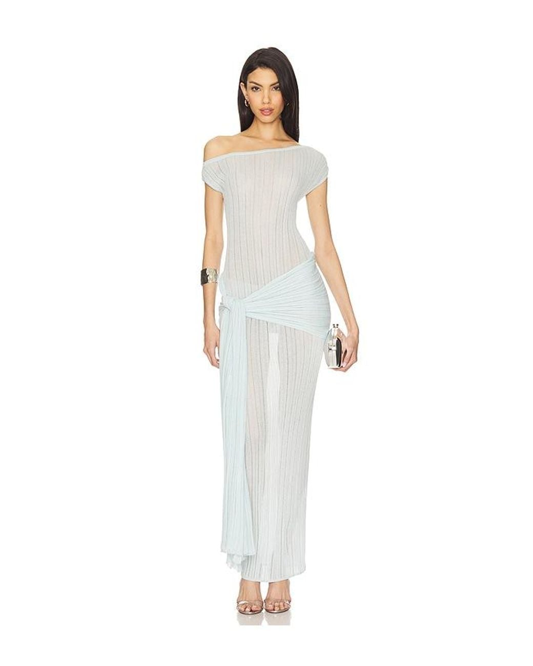 Camila Coelho White Callie Sheer Midi Knit Dress