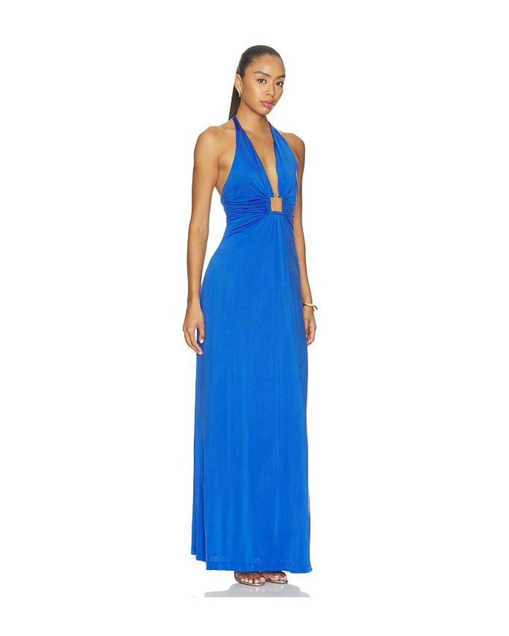 ROAME. Blue Sawyer Cupro Halter Dress