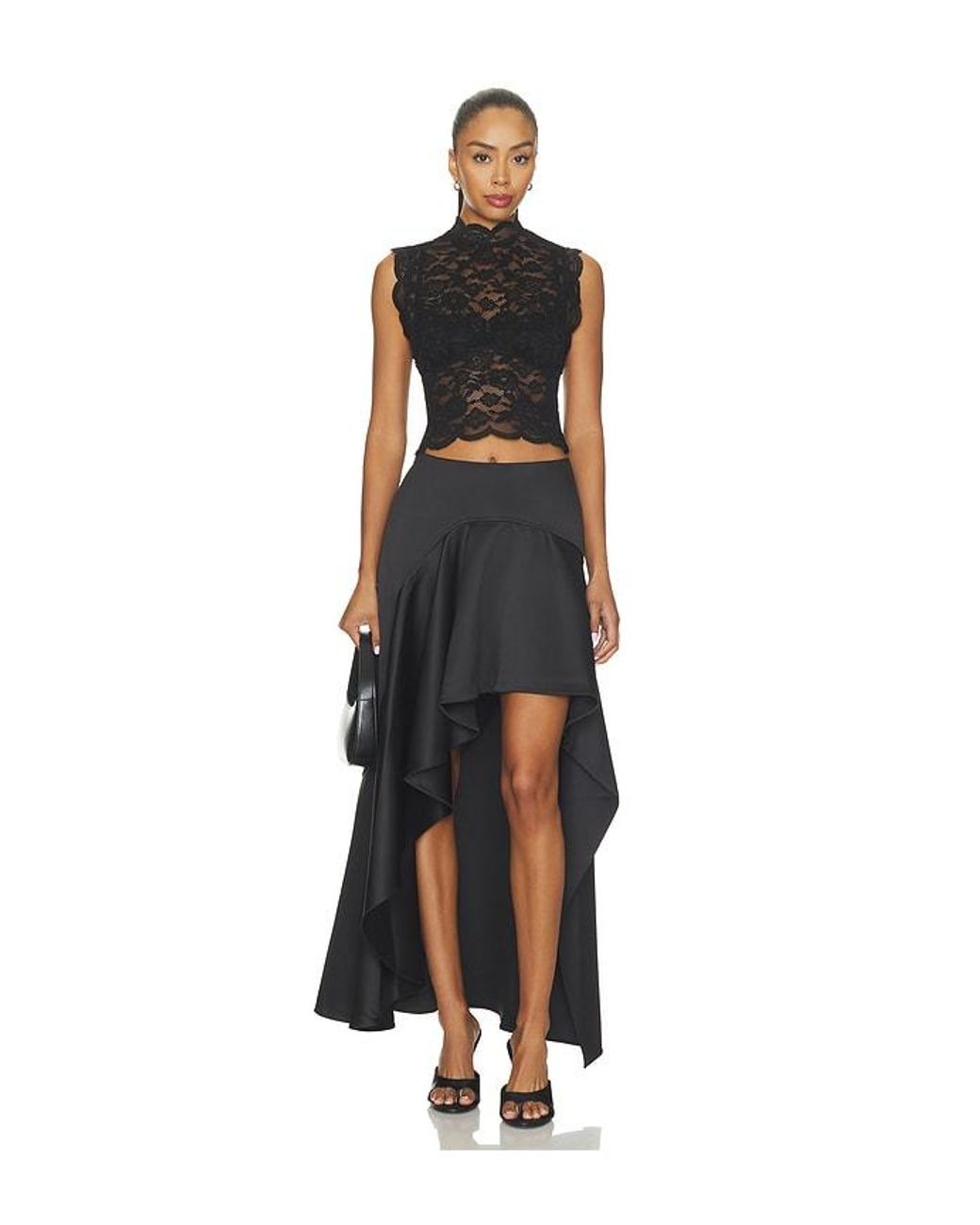 AKNVAS Black Alana Draped Satin Skirt