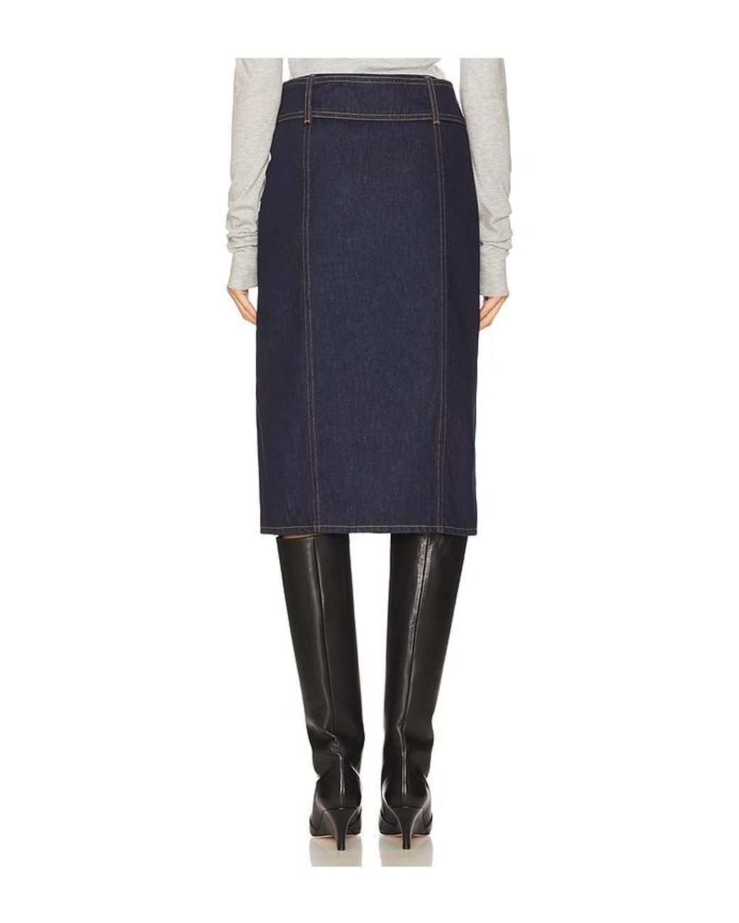 GRLFRND Blue Norma Midi Skirt