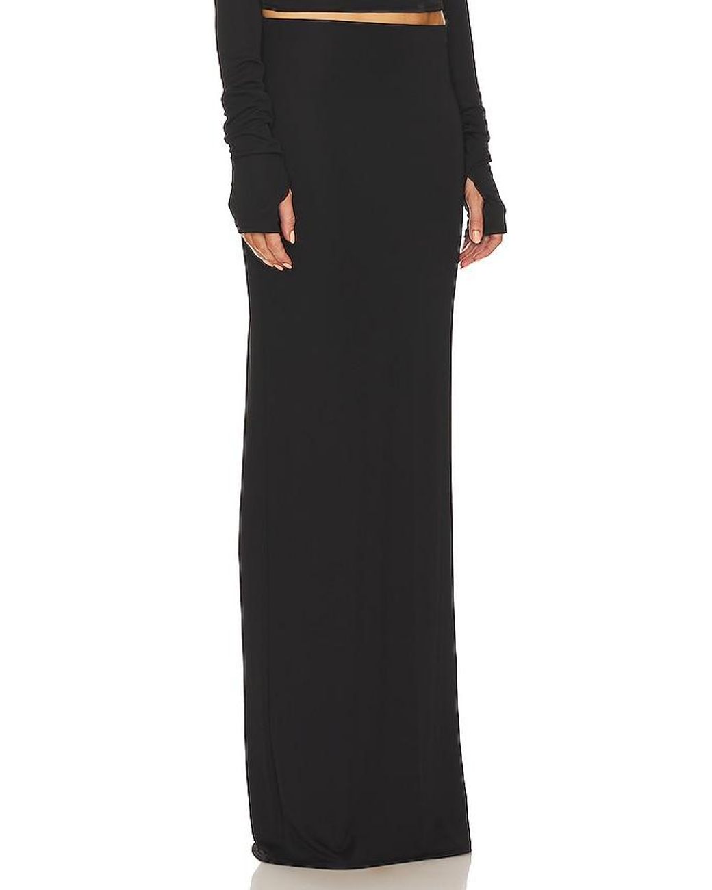 Helsa Black Matte Jersey Slim Skirt