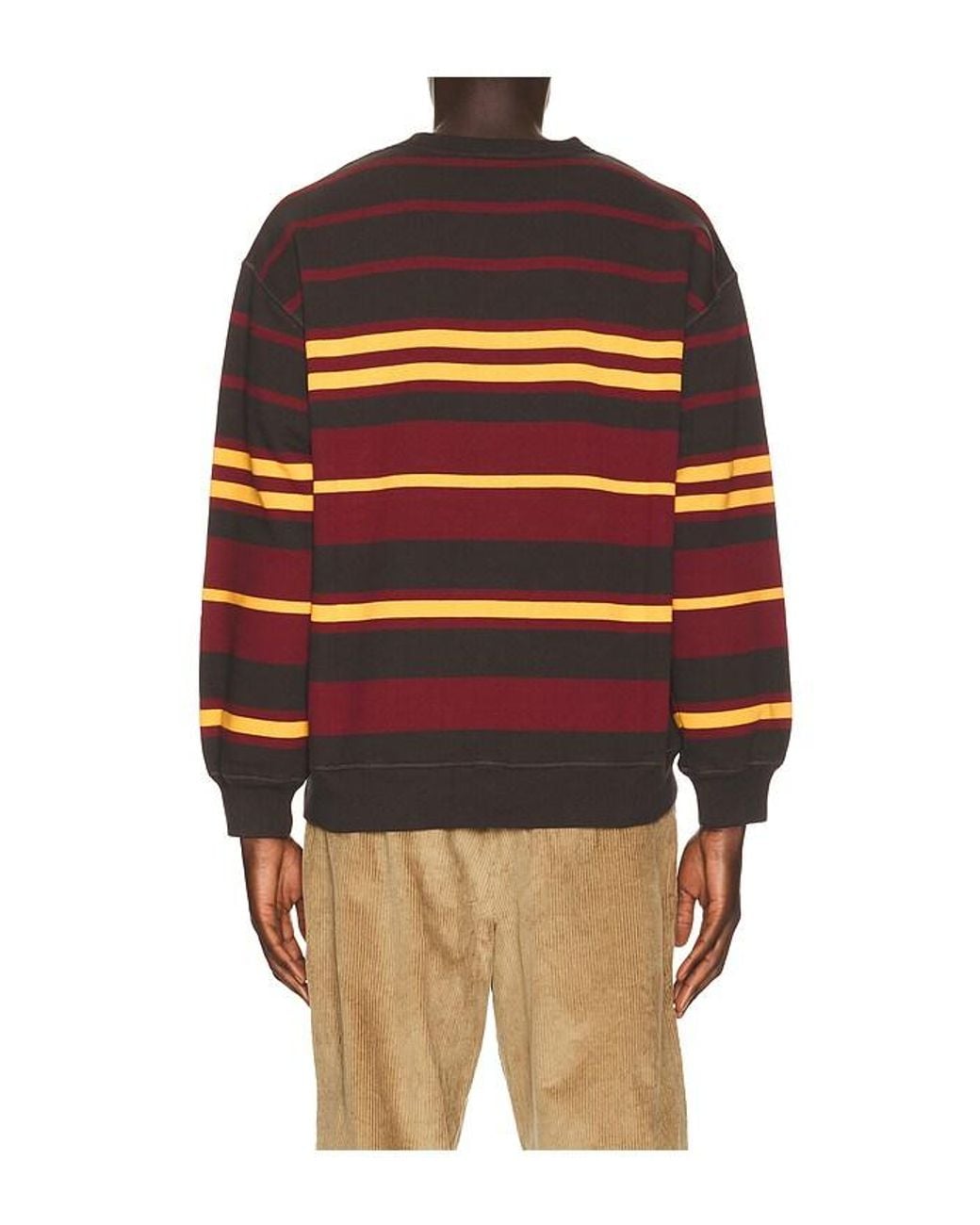 by Parra Red Sweatstriped Crew Neck Sweatshirt for men
