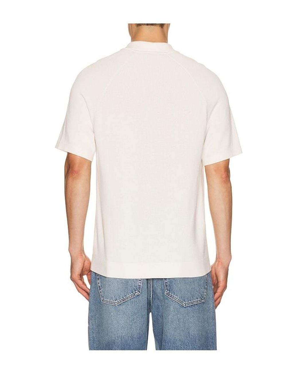 Theory White Short Sleeve Zip Polo for men