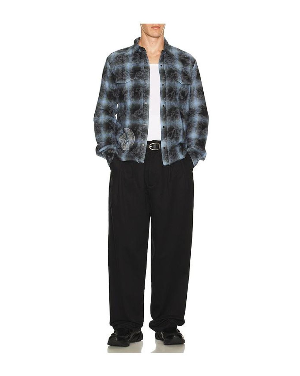 MIDNIGHT RODEO Gray Flannel Shirt for men