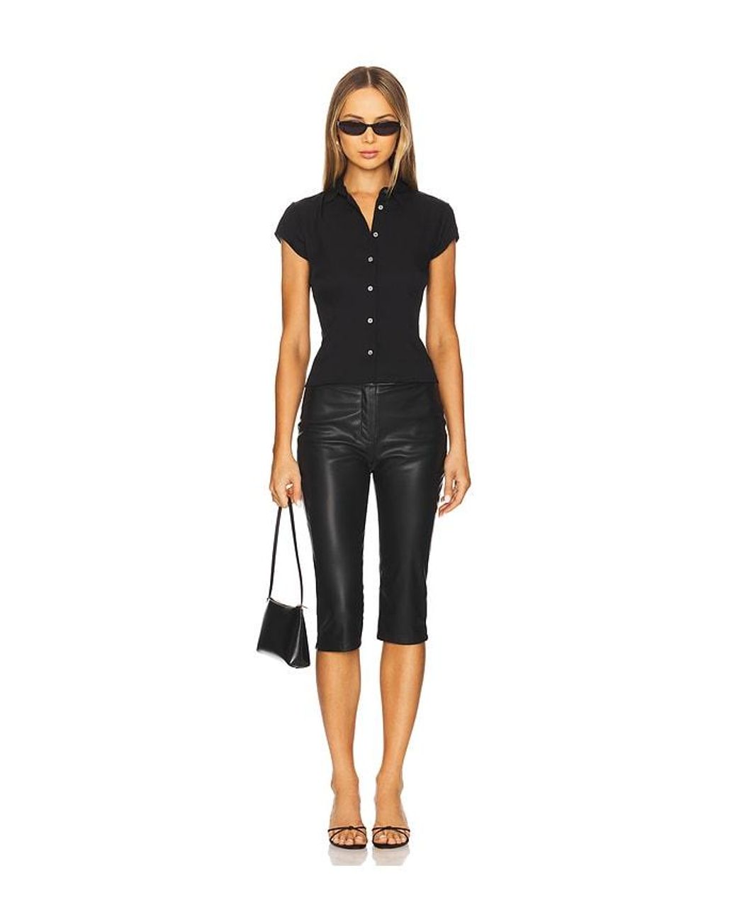 Theory Black Short Sleeve Blouse