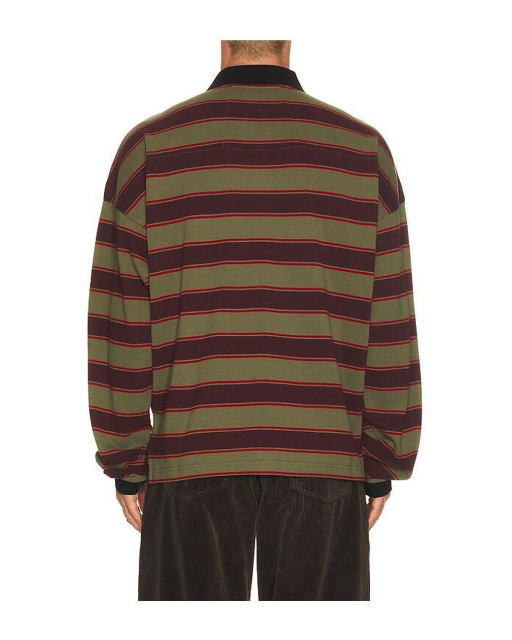 Rhude Brown Fontaine Striped Long Sleeve Polo Shirt for men