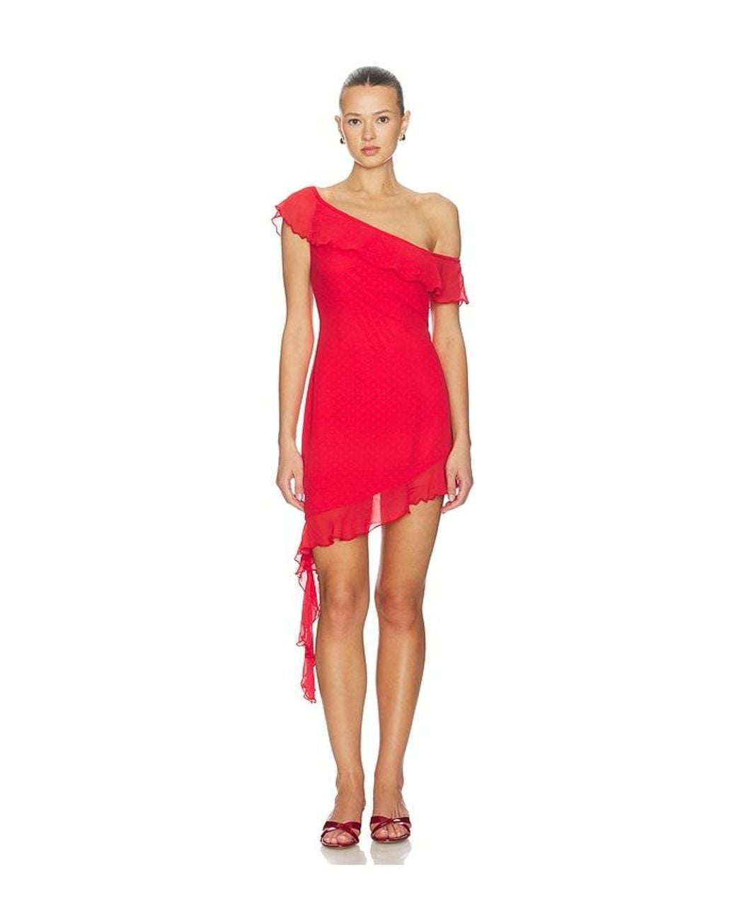 SNDY'S Red Reyen Frill Mini Dress