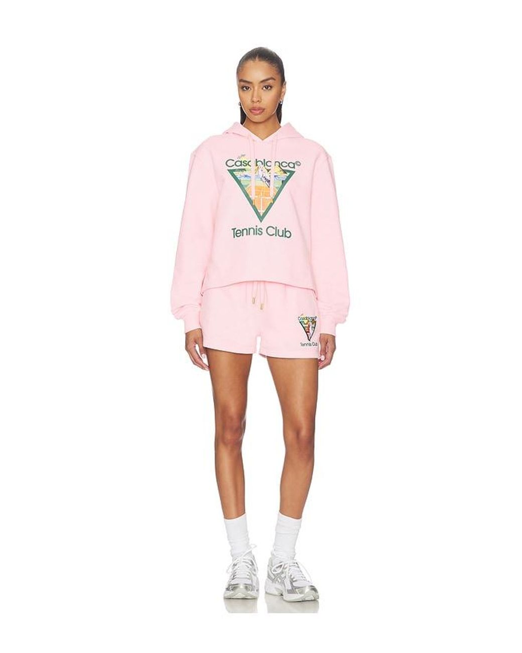 Casablanca Pink Tennis Club Cropped Hoodie