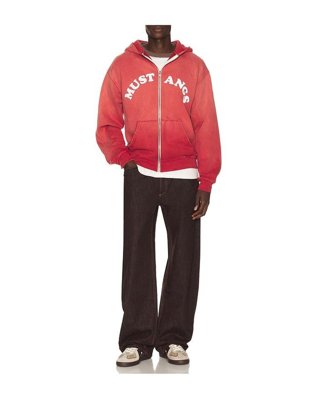 One Of These Days Red Good Luck Mustangs Zip Hoody for men