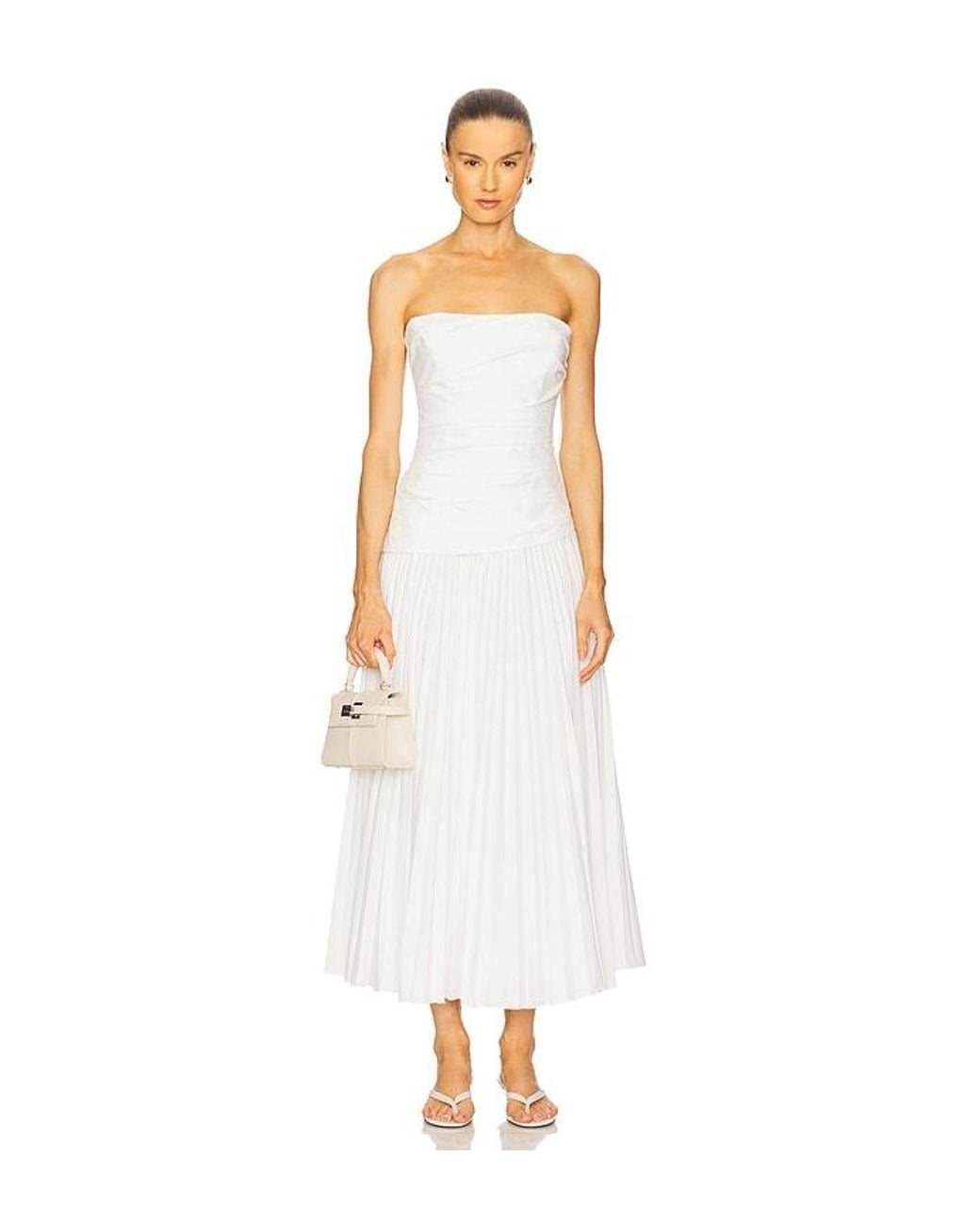 Jonathan Simkhai White Arie Strapless Bustier Midi Dress