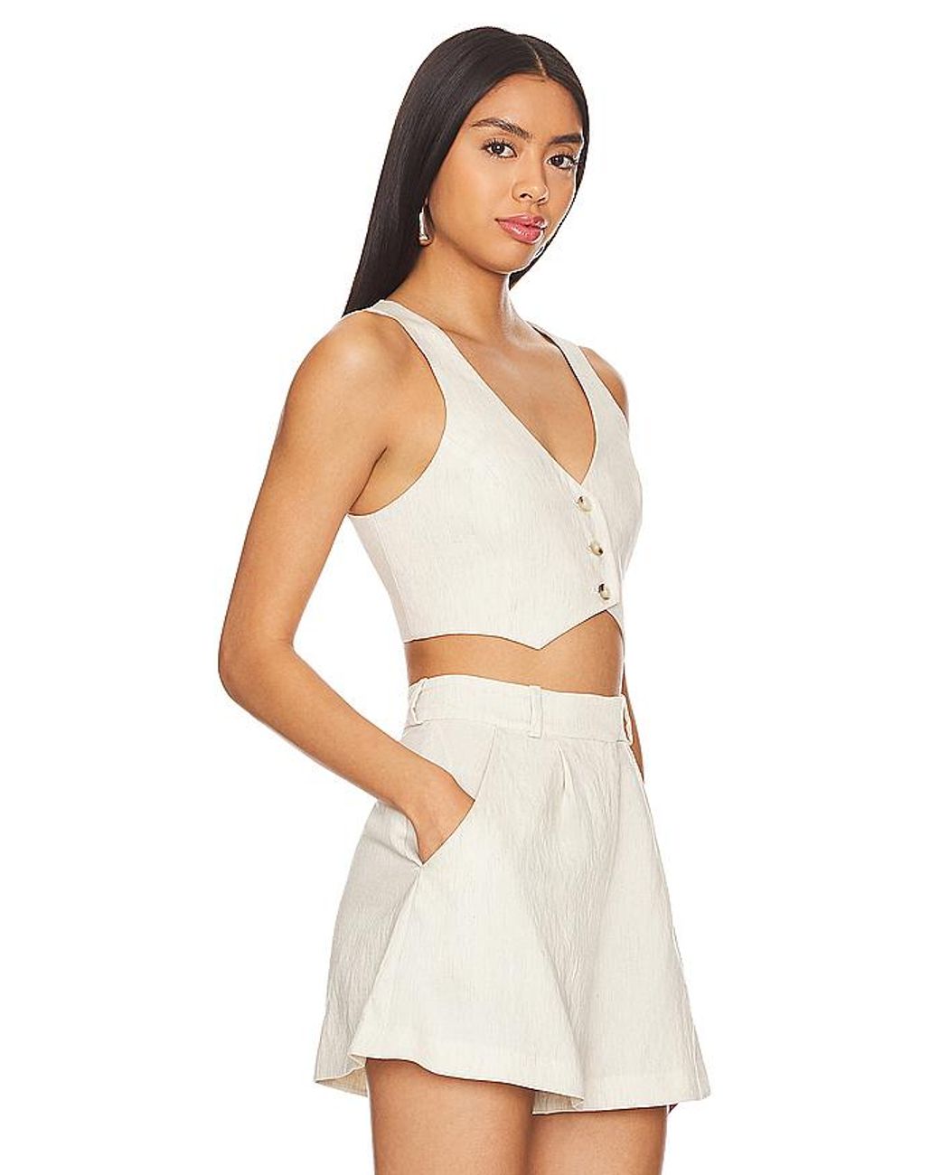 Amanda Uprichard Natural Ethan Cropped Vest
