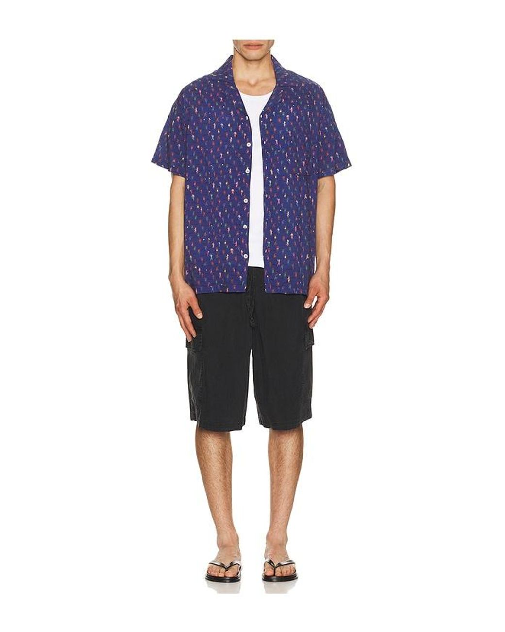 ARRELS Barcelona Altinha X Malika Favre Camp Collar Shirt In Eco Blue for men