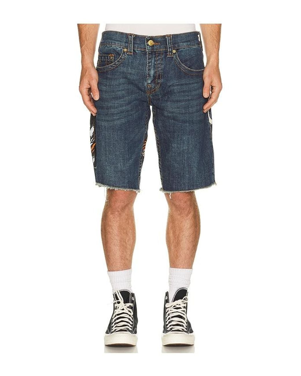 True Religion Multicolor Ricky Big T Undone Hem Shorts for men