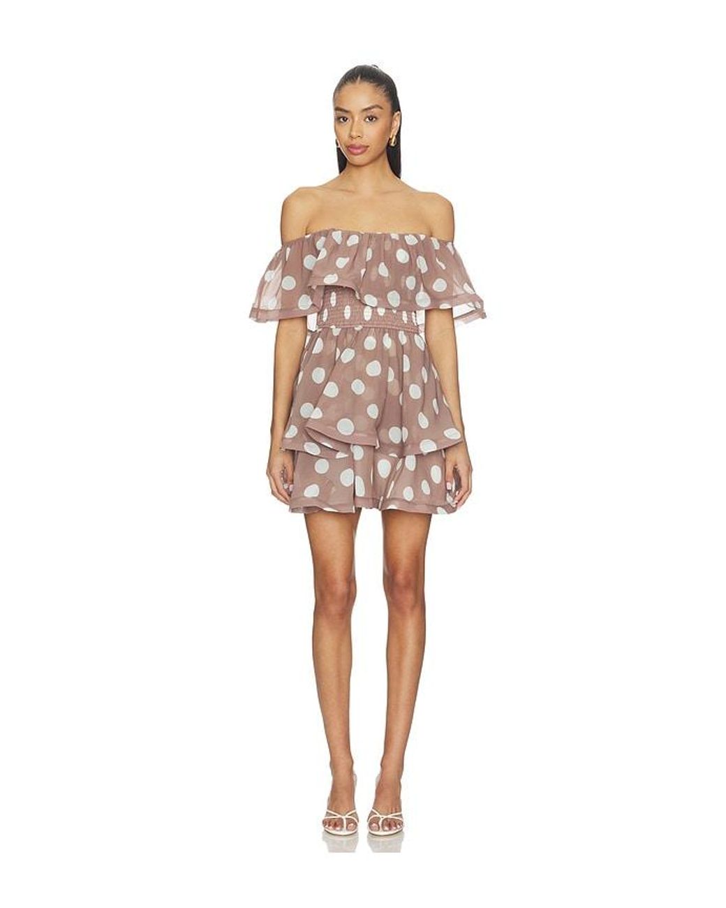 Elliatt Natural Sola Polka Dot Mini Dress