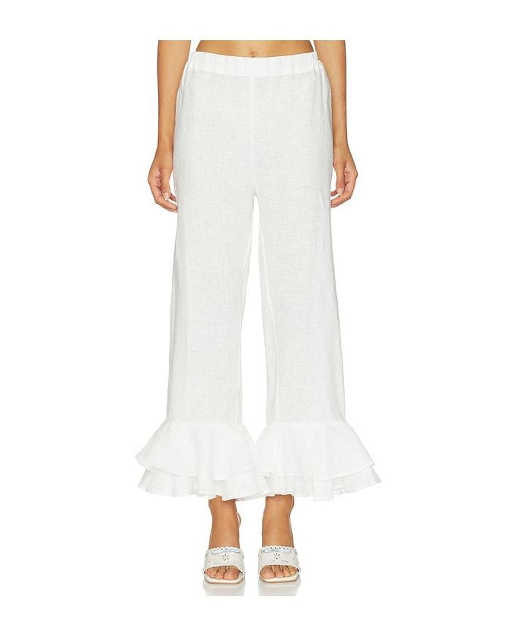 Sleeper White Cha-Cha Linen Lounge Pants With Headscarf