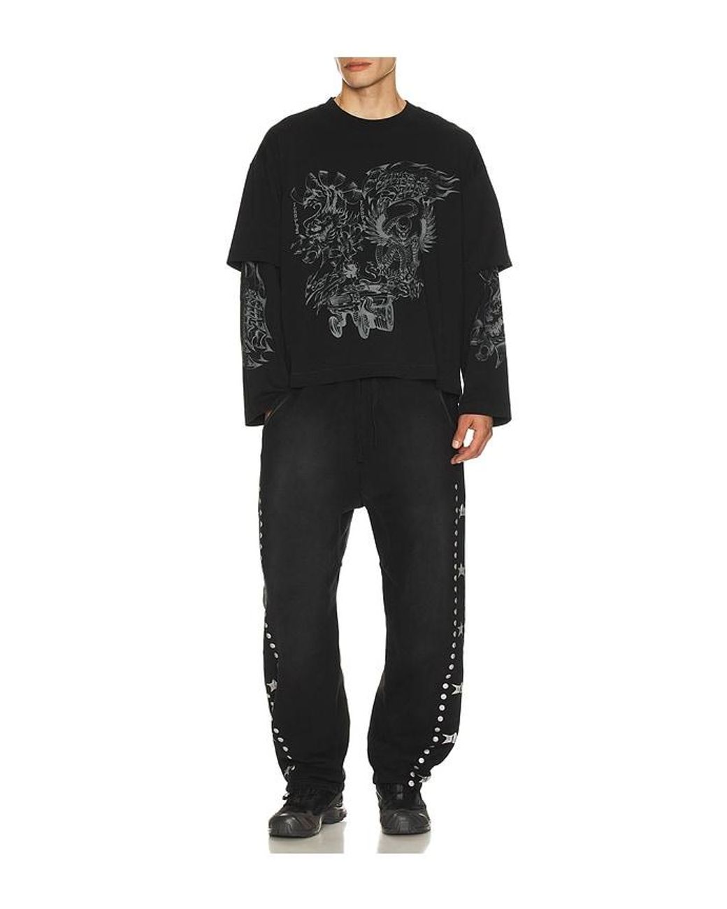 JUNGLES Black Loud Noises Long Sleeve Tee for men